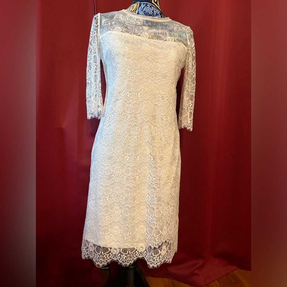 NWOT BCBG Paris Lillian Lace white Dress Womens Size 4 Cottage Core Sheath
